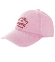 fröhliche ZWILLINGSHERZ Happy Vibes Classic Base-Cap mit Positive Vibes Schriftzug Baumwoll-Cap justierbare Cappy Schirm-Mütze 4603M K5403-2 Altrosa