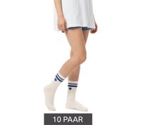 Lot de 10 paires de chaussettes de tennis confortables ZWILLINGSHERZ pour femme, avec broderie cœur, chaussettes de tous les jours, en coton 4603S K248141 Blanc/Bleu