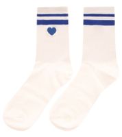 Lot de 10 paires de chaussettes de tennis confortables ZWILLINGSHERZ pour femme, avec broderie cœur, chaussettes de tous les jours, en coton 4603S K248141 Blanc/Bleu