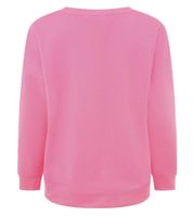 Sudadera cómoda para mujer ZWILLINGSHERZ "GOOD VIBES HAPPINESS" con cuello en V, color rosa neón (modelo 46080-4)