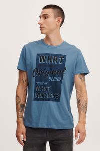 classic BLEND men's T-shirt with crew neck shirt 20714250-184025 Blue