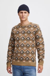 classic BLEND men's fine knit sweater with crew neck knit sweater 20715873-181022 Beige
