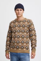 classic BLEND men's fine knit sweater with crew neck knit sweater 20715873-181022 Beige