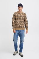 classic BLEND men's fine knit sweater with crew neck knit sweater 20715873-181022 Beige