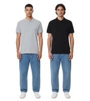 Lot de 2 polos classiques BLEND en coton pour homme, réf. 20718074-204241, gris/noir