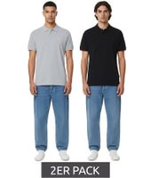 Lot de 2 polos classiques BLEND en coton pour homme, réf. 20718074-204241, gris/noir