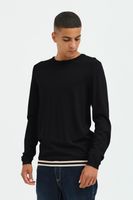 classique BLEND homme pull maille fine avec col rond pull en maille 20717260-194007 Noir