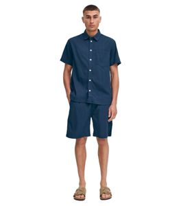 classic SOLID SDLiam Seersucker men's shorts with label detail casual shorts 21108637-194010 Blue