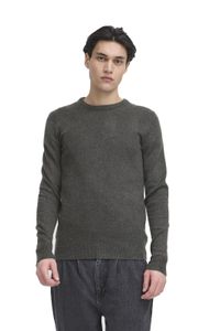 classic CASUAL FRIDAY CFHeine men's chunky knit sweater with label detail knit sweater 20505605-50818 Grey