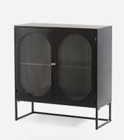 Modern Chest of Drawers with Semicircular Glass Doors Home Decor 80 x 33 x 85 cm 970874 Black