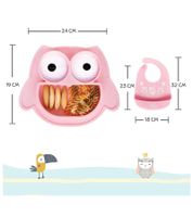 Non-slip Brunoko Silicone Baby Plate 2-in-1 Baby Plate Set with Bib and Catch Tray, BPA-free, Pink or Mint Green