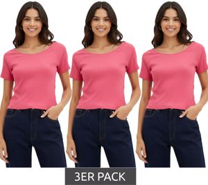 Lot de 3 T-shirts à manches courtes pour femme, en coton bio rose