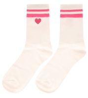 Lot de 10 paires de chaussettes de tennis confortables pour femme, motif cœur brodé, en coton, référence 4603S K248141, coloris blanc/rose