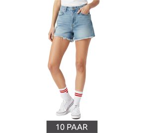 Lot de 10 paires de chaussettes de tennis confortables pour femme, motif cœur brodé, en coton, référence 4603S K248141, blanc/rouge