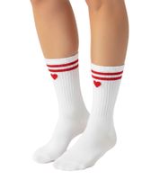 10 Pairs of Comfortable ZWILLINGSHERZ  Women's Tennis Socks with Heart Embroidery, Everyday Socks, Cotton Socks 4603S K248141 White/Red