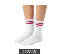 10 pares de calcetines de tenis cómodos para mujer ZWILLINGSHERZ con bordado MOIN, calcetines de algodón para uso diario 4603S K248142 Blanco/Rosa