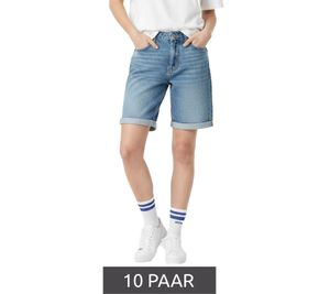 Lot de 10 paires de chaussettes de tennis confortables ZWILLINGSHERZ pour femme, brodées MOIN, en coton, référence 4603S K248142, blanc/bleu