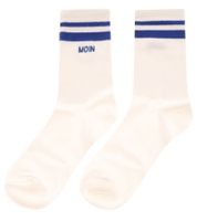 Lot de 10 paires de chaussettes de tennis confortables ZWILLINGSHERZ pour femme, brodées MOIN, en coton, référence 4603S K248142, blanc/bleu