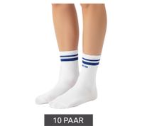 10 pares de calcetines de tenis cómodos para mujer ZWILLINGSHERZ con bordado MOIN, calcetines de algodón para uso diario, modelo 4603S K248142, blanco/azul