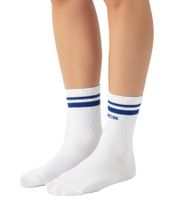 10 pares de calcetines de tenis cómodos para mujer ZWILLINGSHERZ con bordado MOIN, calcetines de algodón para uso diario, modelo 4603S K248142, blanco/azul