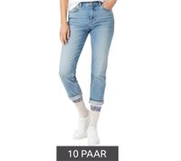 Lot de 10 paires de chaussettes de tennis confortables ZWILLINGSHERZ pour femme, imprimé léopard - Chaussettes du quotidien, en coton 4603S K248144 Blanc/Bleu