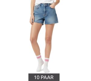 Lot de 10 paires de chaussettes de tennis confortables ZWILLINGSHERZ pour femme, imprimé léopard - Chaussettes du quotidien - Coton 4603S K248144 Blanc/Rose