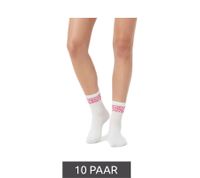 10 pares de calcetines de tenis cómodos para mujer ZWILLINGSHERZ con estampado de leopardo - Calcetines para uso diario - Calcetines de algodón 4603S K248144 Blanco/Rosa