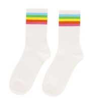 Lot de 10 paires de chaussettes de tennis confortables ZWILLINGSHERZ pour femme, motif arc-en-ciel, chaussettes de tous les jours, en coton 4603S K248143 Blanc/Rose/Bleu/Vert/Orange/Jaune