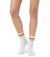 10 pares de calcetines de tenis cómodos para mujer ZWILLINGSHERZ con diseño arcoíris, ideales para el día a día, de algodón (modelo 4603S K248143), en blanco, rosa, azul, verde, naranja y amarillo.