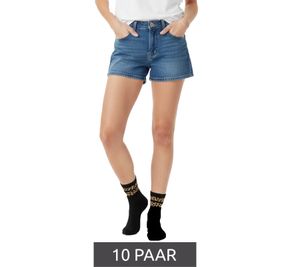 Lot de 10 paires de chaussettes de tennis confortables ZWILLINGSHERZ pour femme, motif léopard - Chaussettes de tous les jours, en coton 4603S K258183 Noir/Marron