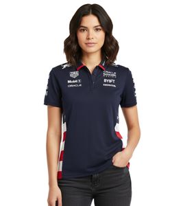 Oracle Red Bull Racing 2024 Formula 1 F1 Team Polo US Edition Women's Polo Shirt with Sponsor Logos Sports Shirt 701231029 001 Navy