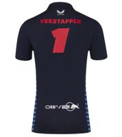 Oracle Red Bull Max Verstappen Racing 2024 Formula 1 F1 Team Men's Polo Shirt with Sponsor Logos Sports Shirt 701231016 001 Navy