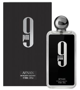 AFNAN 9 PM Eau de Parfum da Uomo, Fragranza Corpo Orientale alla Vaniglia, 100 ml, Nero