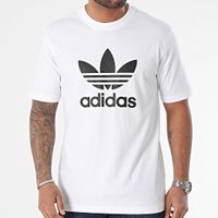 T-shirt homme adidas Adicolor Trefoil, style sportif, en coton blanc, référence IV5353-00220. Logo emblématique.