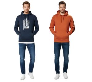 Helly Hansen Logo Herren Hoodie Baumwoll-Pullover mit Kapuze 300 g/m² Sweat-Pullover 79264 Orange oder Dunkelblau