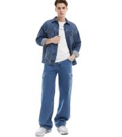 Calvin Klein Herren Cargo-Jeans im 90er-Stil in mittlerer Waschung Baumwoll-Hose Alltags-Hose J30J324881 Blau