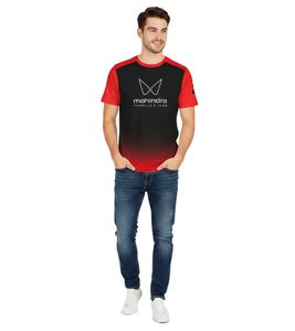 Camiseta deportiva de cuello redondo para hombre Mahindra Racing de Fórmula E, color negro/rojo (701229002 001)