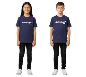Sporty Formula E Kids' Short-Sleeve T-Shirt, Sustainable Cotton Shirt with Formula E Logo 701223582 001 Navy Blue