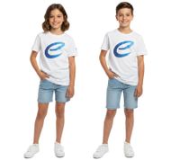 Colorful Formula E Kids' Short-Sleeve T-Shirt, Sustainable Cotton Shirt with Formula E Logo, 701223593 002, White/Blue