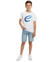 Colorful Formula E Kids' Short-Sleeve T-Shirt, Sustainable Cotton Shirt with Formula E Logo, 701223593 002, White/Blue