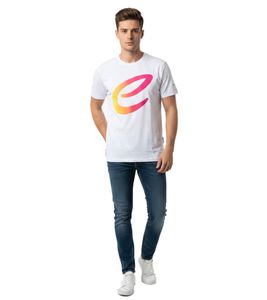 T-shirt homme Formula E coloré, en coton, avec logo Formula E coloré, idéal pour l'été (réf. 701223579 002, blanc/rose/jaune)