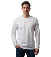 Practical Formula E Men's T-Shirt, Cotton Shirt with Colorful "Change Accelerated" Slogan, Long Sleeve, 701223588 001, White/Pink