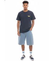 HOMEBOY x-tra Herren Baggy Denim-Shorts Jeans-Shorts im 5-Pocket-Stil Baumwoll-Shorts kurze Hose 01SH0379 Blau