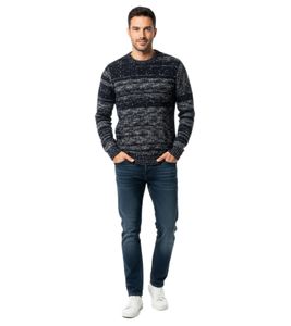 Elegante e pregiato maglione in maglia mélange per un look moderno e versatile, perfetto per tutti i giorni. 6245 Blu Navy