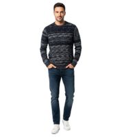 Elegante e pregiato maglione in maglia mélange per un look moderno e versatile, perfetto per tutti i giorni. 6245 Blu Navy