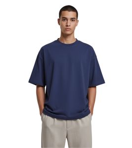 T-shirt da uomo Prohibited Savile Row Team, in cotone con stampa accattivante sul retro, maniche corte, vestibilità oversize, PC-006-042, blu navy