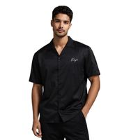 Elegant ROUGH. Men's Short-Sleeve Silk Business Shirt 61991211 in Black