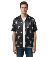 Elegant ROUGH. Men's Short-Sleeve Silk Business Shirt 61991211 in Black