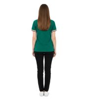 Polo femme Aston Martin Formule 1 avec logo de l'écurie sur la poitrine et logos des sponsors sur les manches, 100 % coton vert (réf. 701229256 001)