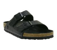 komfortable BIRKENSTOCK Arizona Woven Damen Echtleder-Pantoletten Made in Germany Sommer-Latschen normale Breite 1029133 Schwarz